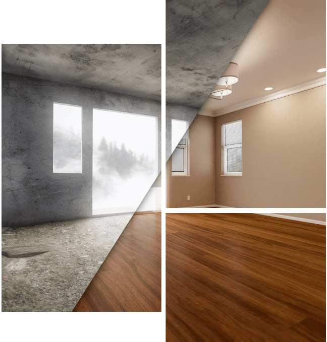 Mask group-1 Room transformation from unfinished to finished.